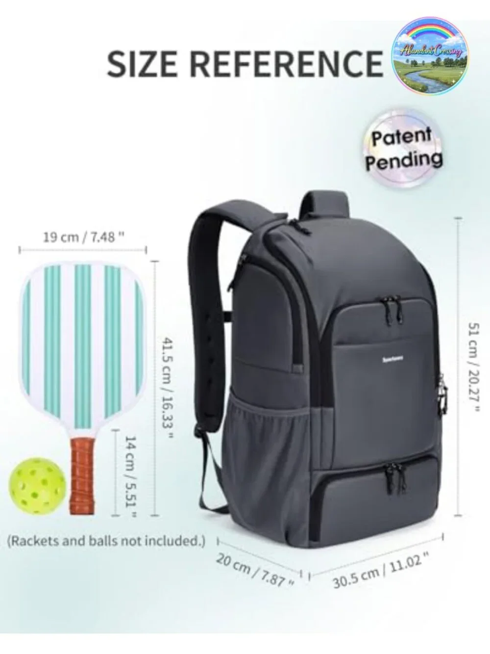 Waterproof Pickleball Bag with Shoe Compartment for Men Women 30L